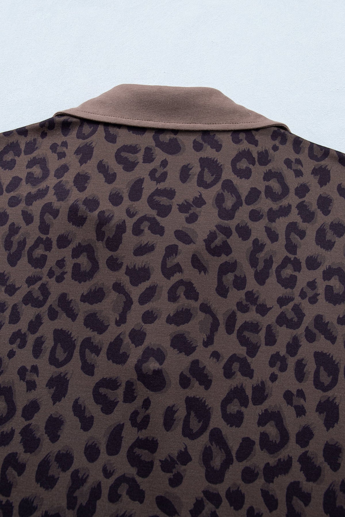 Brown V Neck Collar Leopard Printed 2pcs Short Set - Pretty Petty Co