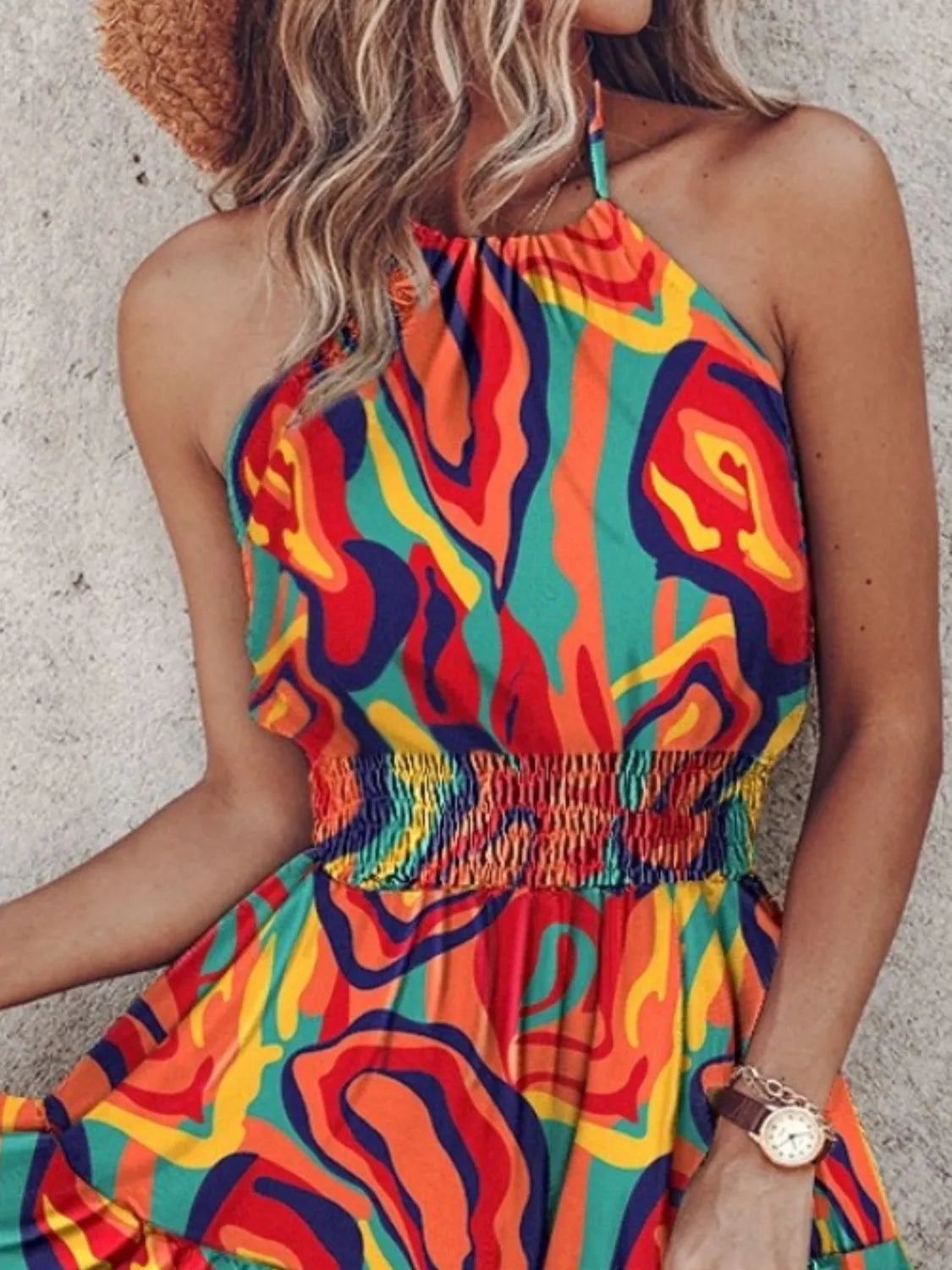 Paisley Print Halter Neck Mini Dress - Pretty Petty Co