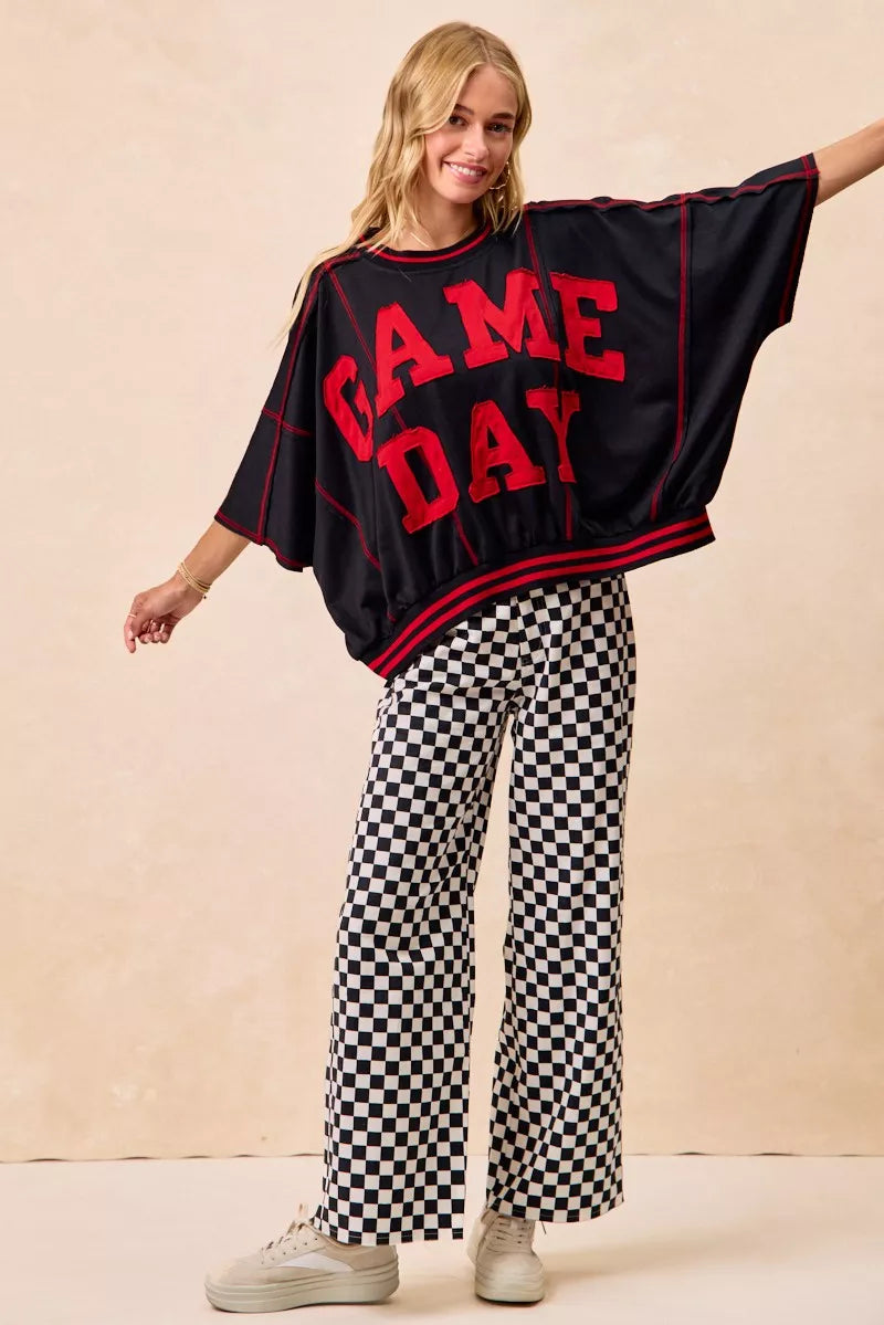 BiBi Gameday Theme Checkered Printed Pants - Pretty Petty Co