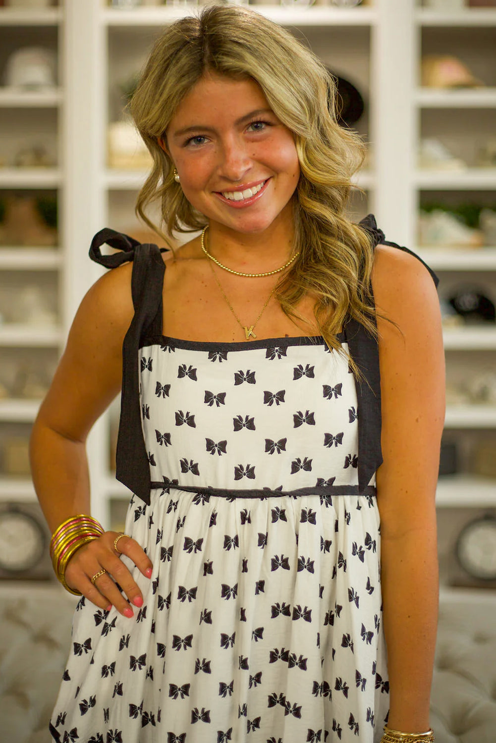 White Bow Contrast Trim Knotted Shoulder Mini Dress - Pretty Petty Co