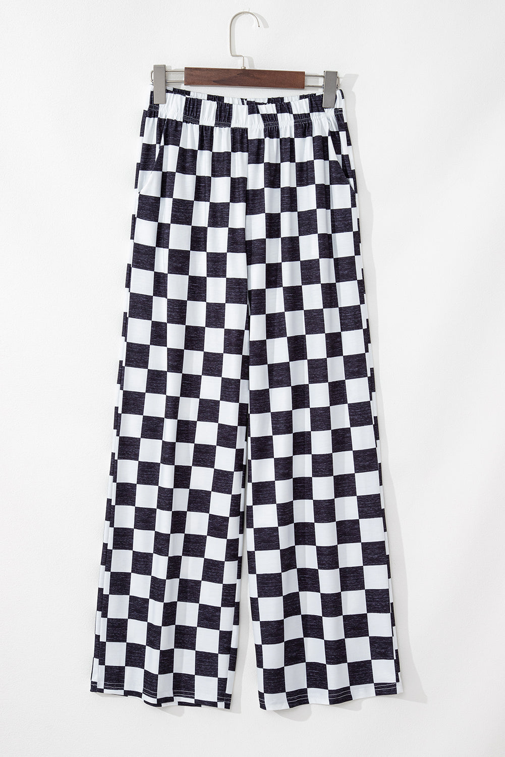 Green Checkered Print High Waist Wide Leg Pants - Pretty Petty Co
