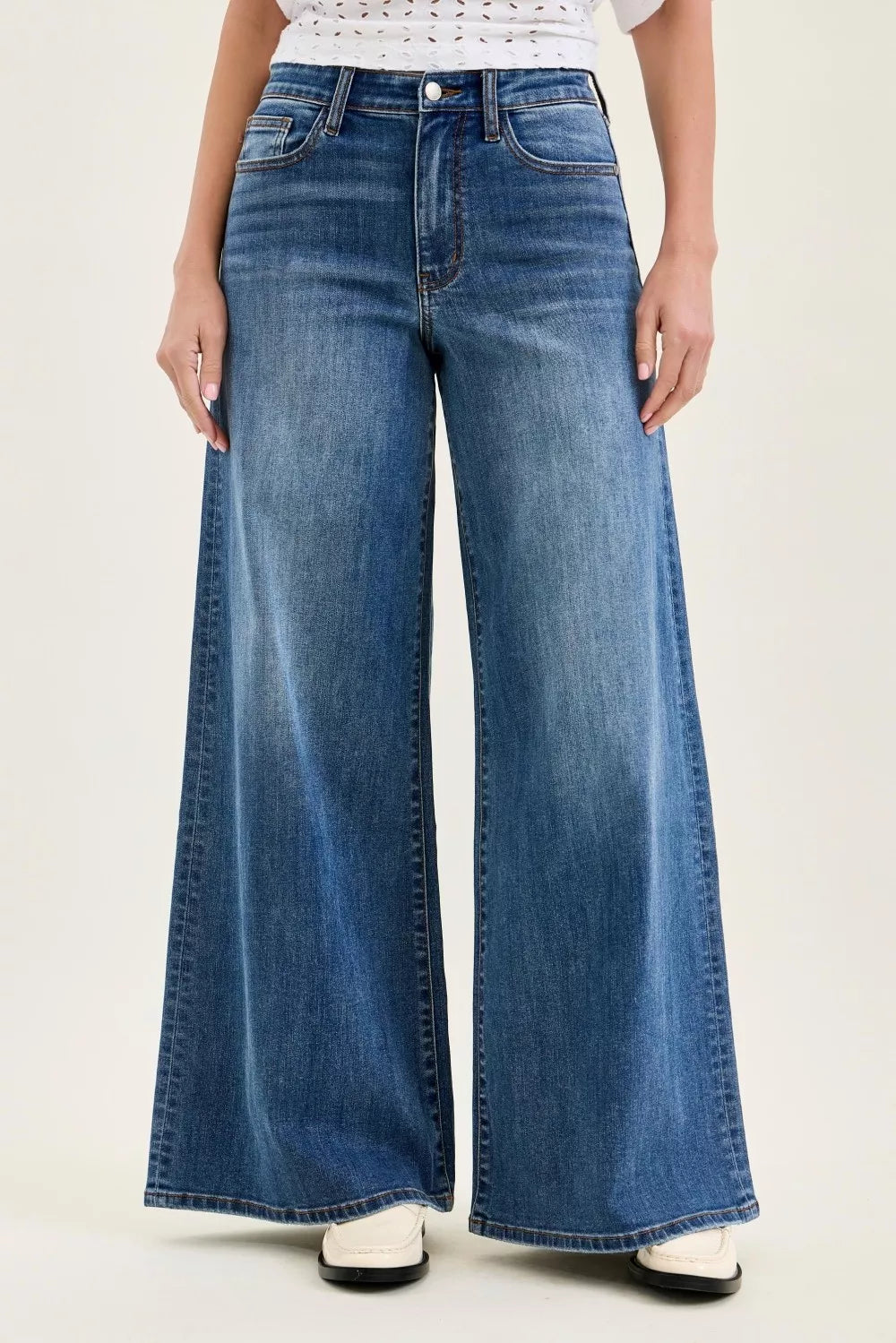 Judy Blue High Waist Palazzo Jeans - Pretty Petty Co