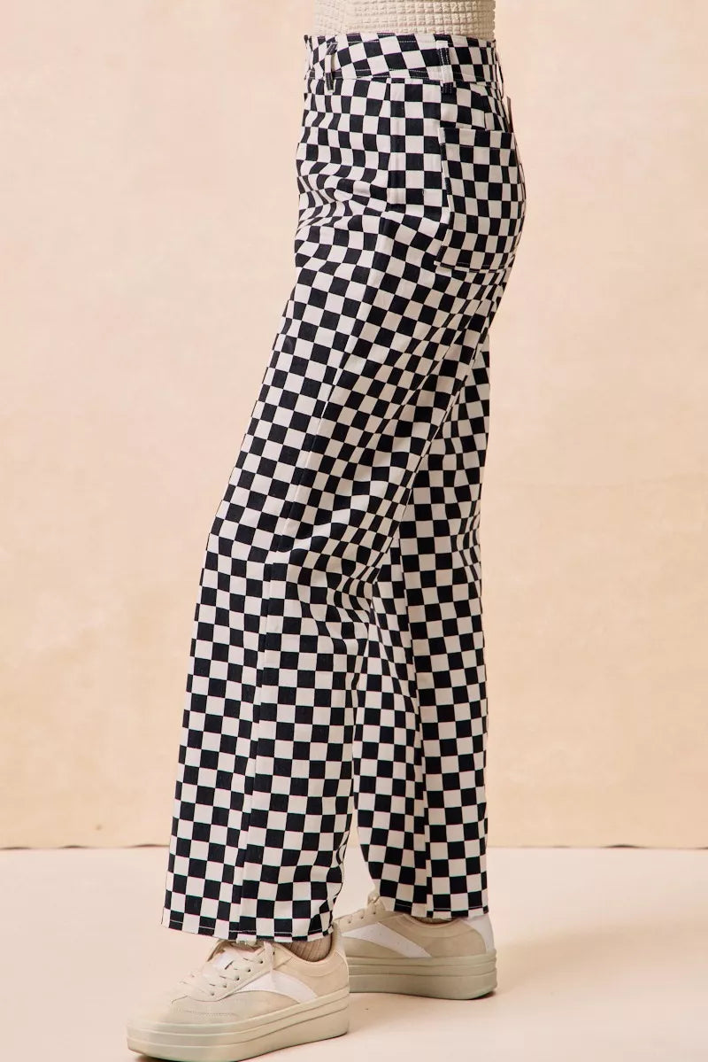 BiBi Gameday Theme Checkered Printed Pants - Pretty Petty Co