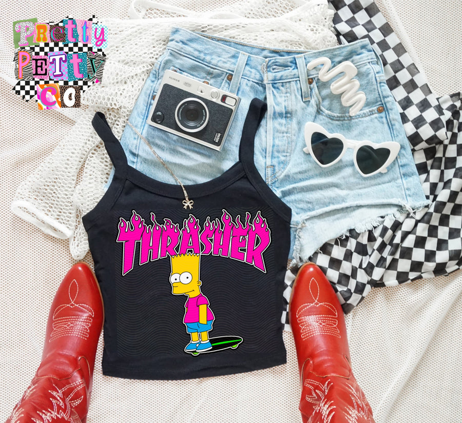 Skater Cartoon Inspired Tank Top | Edgy Graphic Shirt | Retro 90s Cartoon Style Tank - Pretty Petty Co