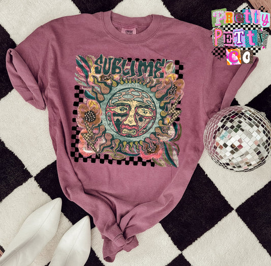 Sublime Muted Floral Graphic Tee, Retro Reggae Rock Band Inspired Shirt, Youth and Adult Sizing, DTF Printed