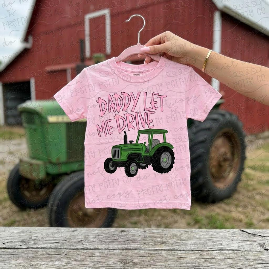 Daddy Let Me Drive Tractor Shirt, Farm Life Tee, Country Kids Graphic T Shirt - Pretty Petty Co