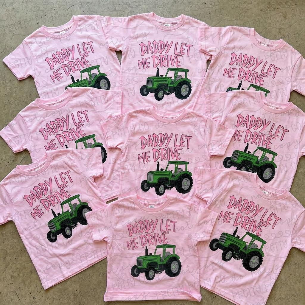 Daddy Let Me Drive Tractor Shirt, Farm Life Tee, Country Kids Graphic T Shirt - Pretty Petty Co