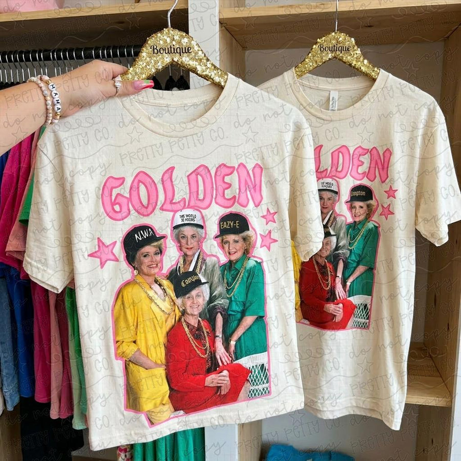Golden Girls Stay Golden Shirt – Retro TV Show Graphic Tee, Funny Vintage Inspired Comfort Colors & Gildan Natural - Pretty Petty Co