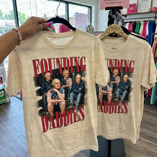 Founding Daddies Graphic Tee – Funny Patriotic Presidents Shirt, Comfort Colors Fourth of July T-Shirt