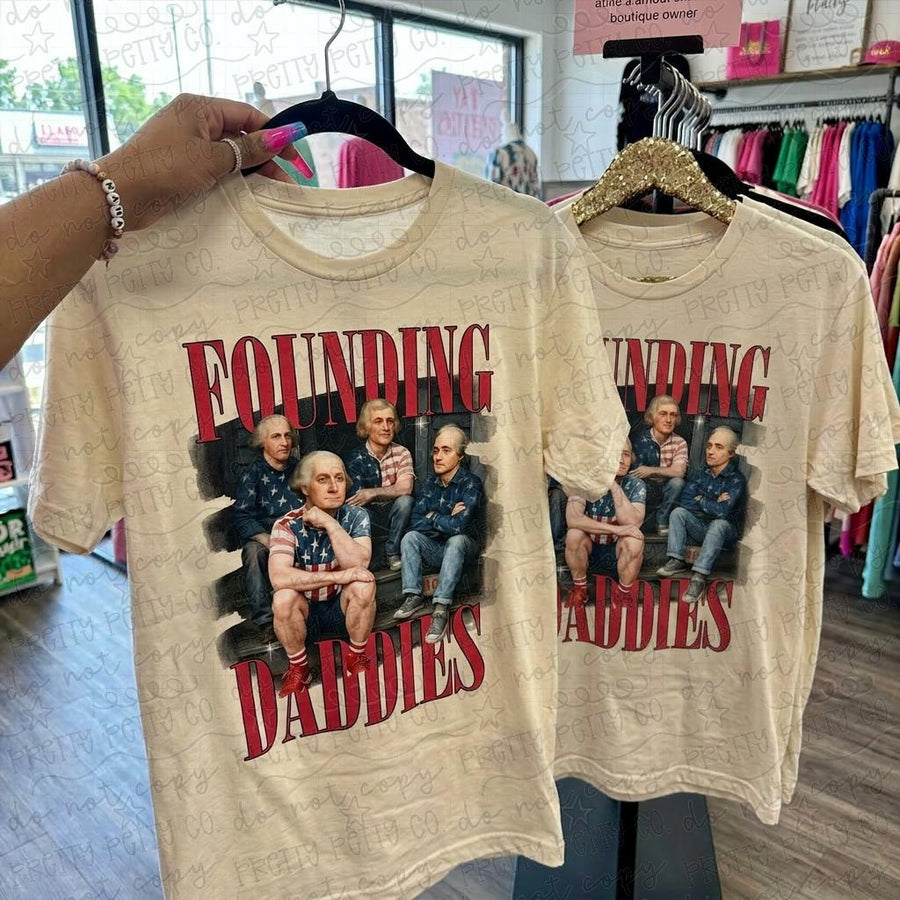 Founding Daddies Graphic Tee – Funny Patriotic Presidents Shirt, Comfort Colors Fourth of July T-Shirt - Pretty Petty Co