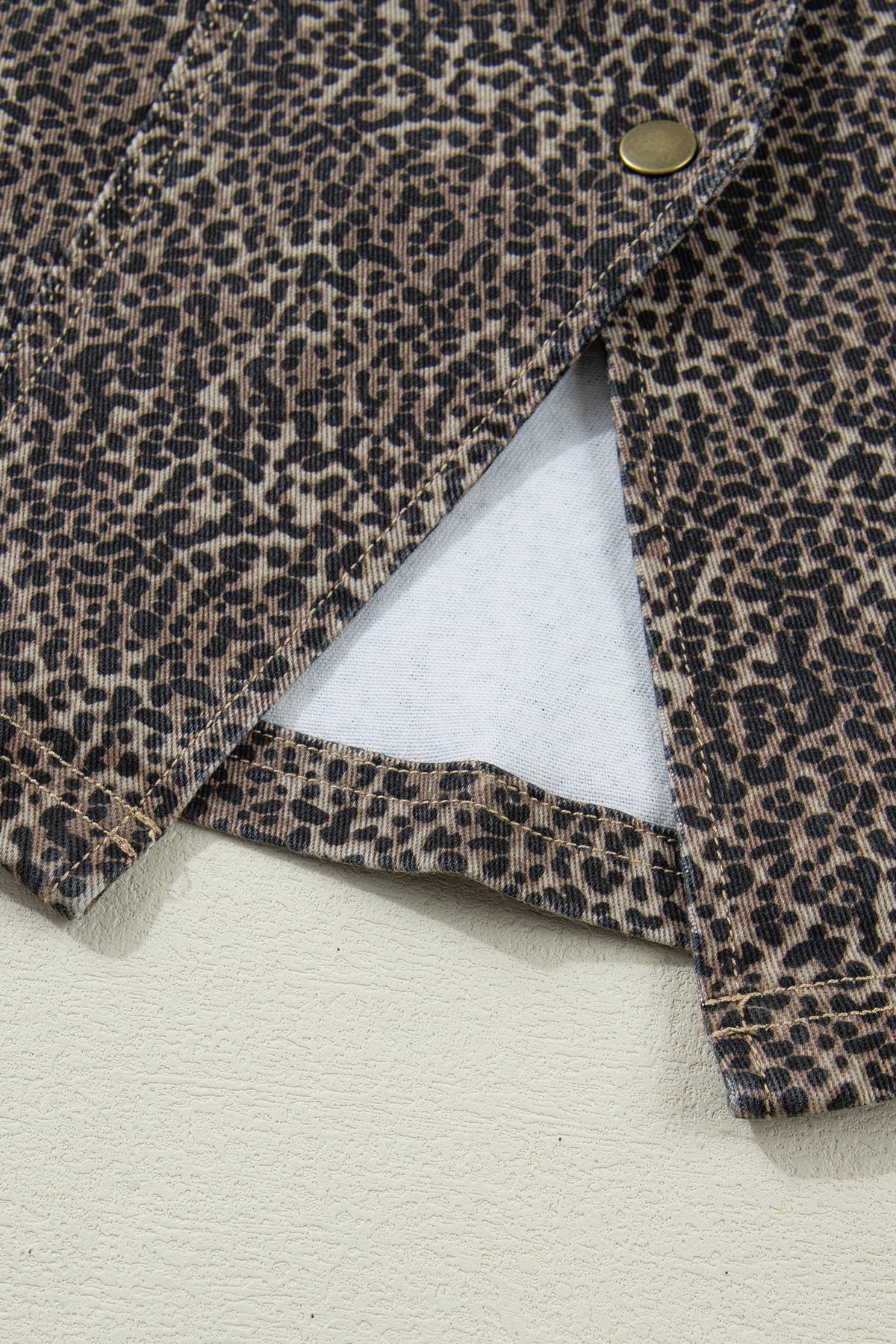 Brown Leopard Print Slim Denim Vest - Pretty Petty Co