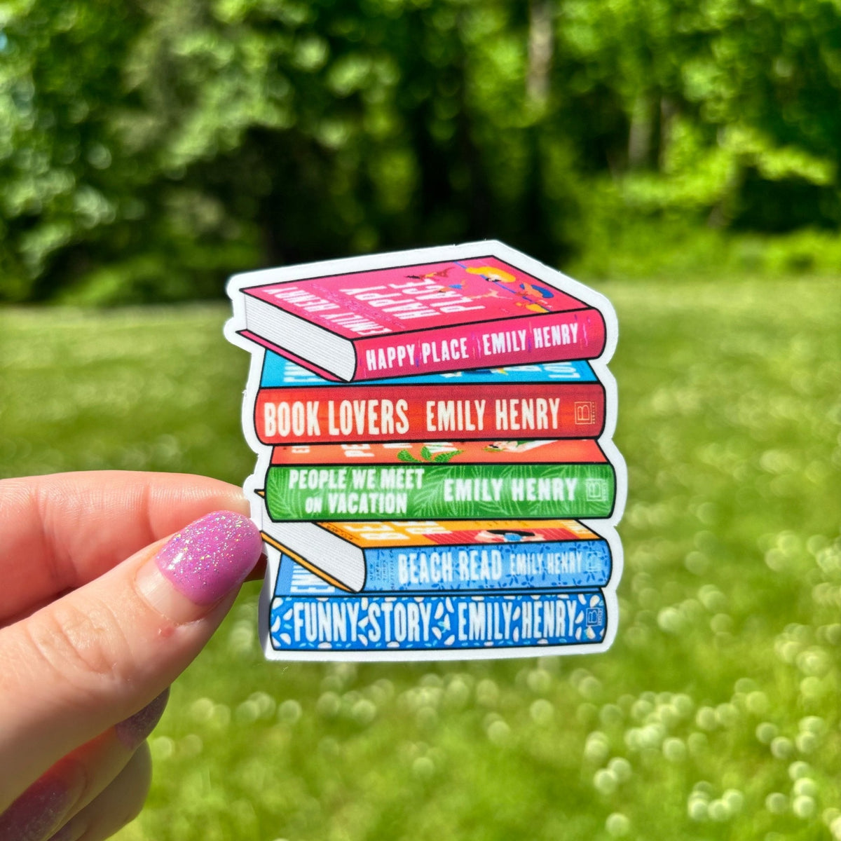 Emily Henry Bookstack Sticker - Pretty Petty Co