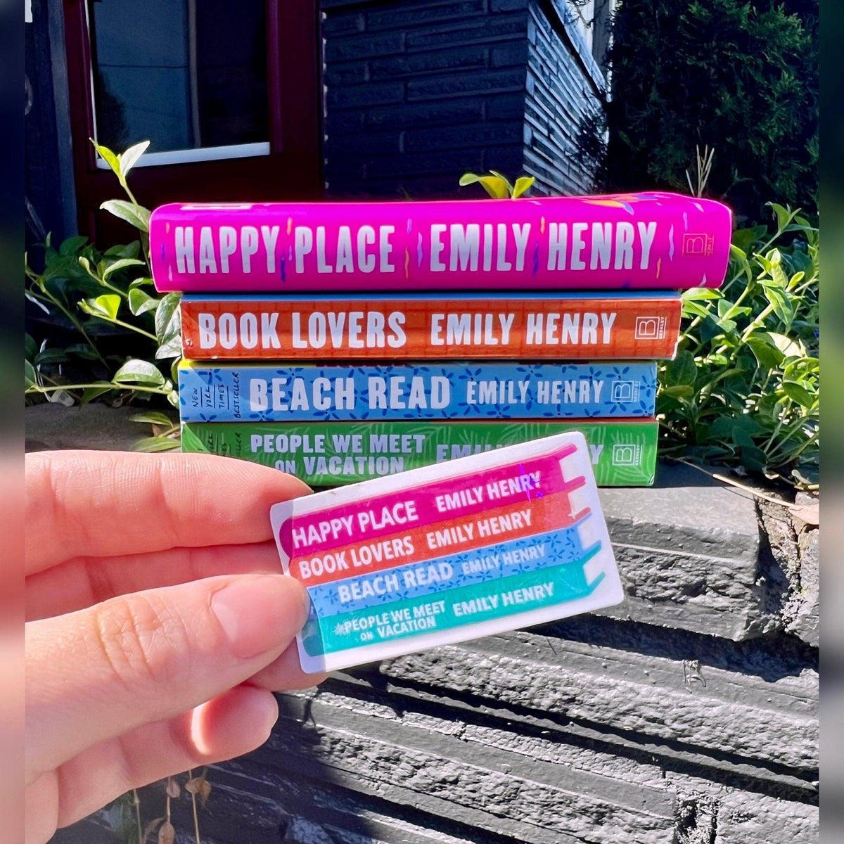 Emily Henry Bookstack Sticker - Pretty Petty Co