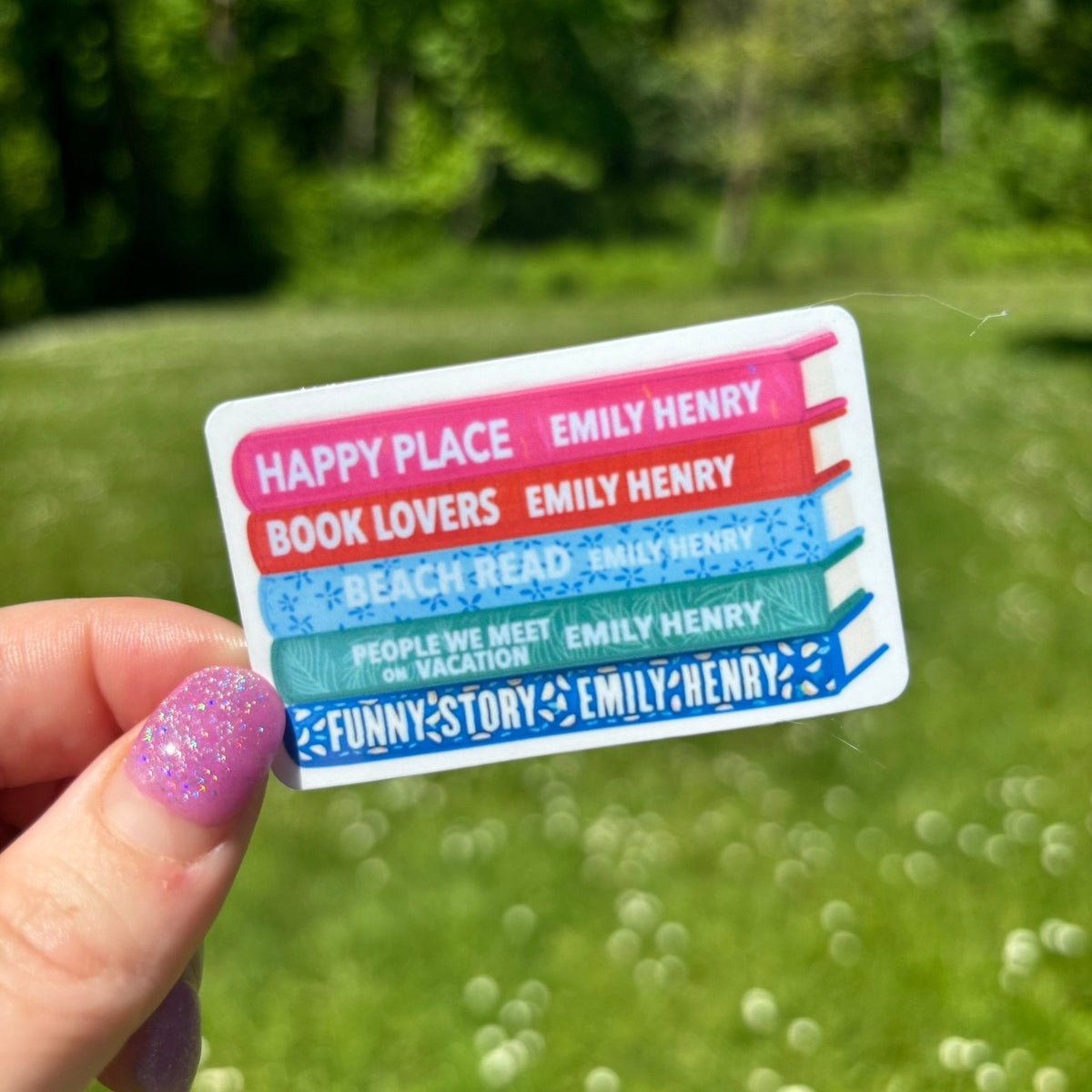 Emily Henry Bookstack Sticker - Pretty Petty Co