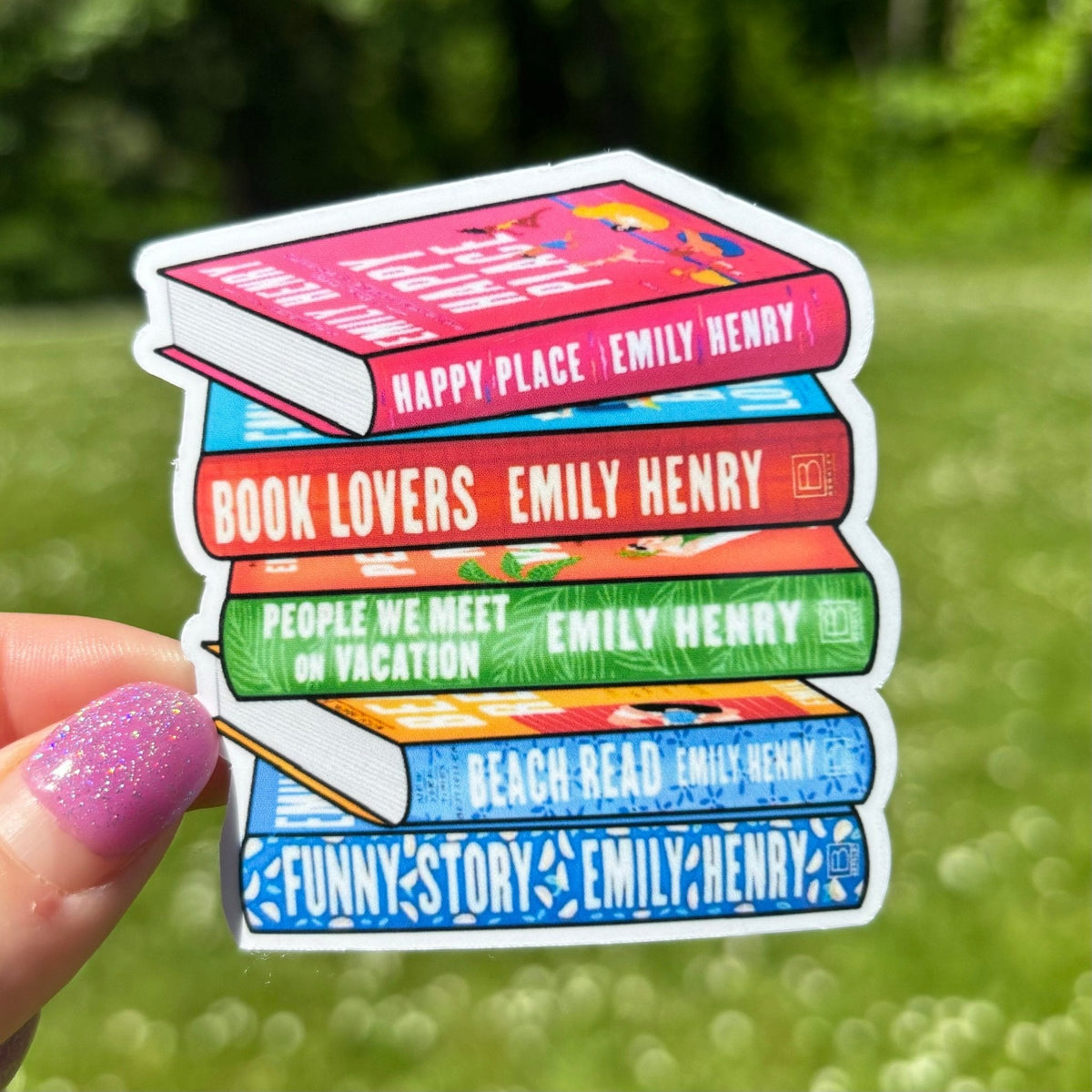 Emily Henry Bookstack Sticker - Pretty Petty Co