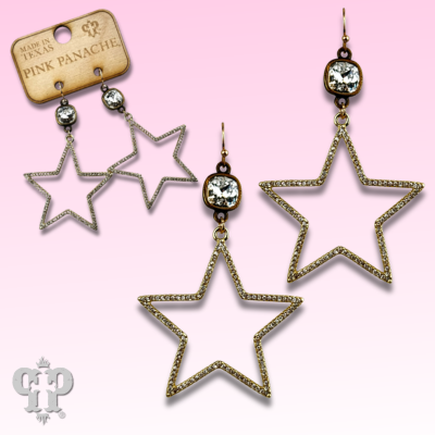 Gold open star earring with crystals from Swarovski®- LC