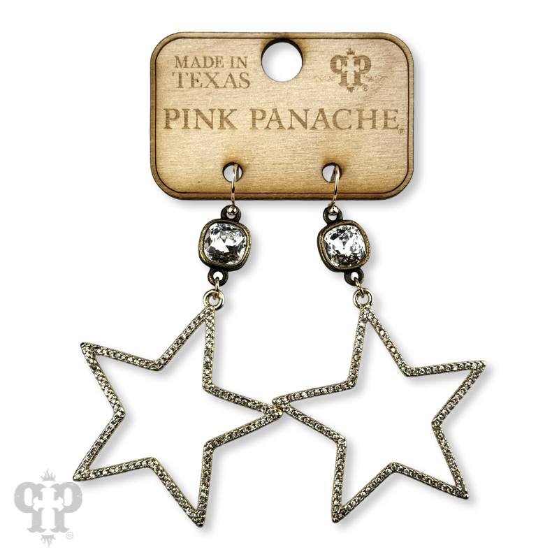 Gold open star earring with crystals from Swarovski®- LC