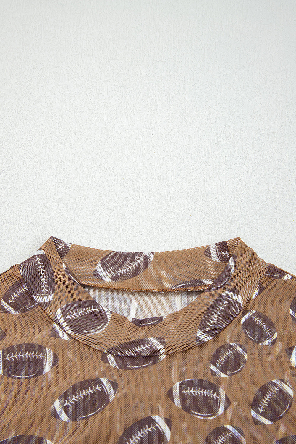 Brown Game Day Football Mesh Sheer Long Sleeve Top - Pretty Petty Co