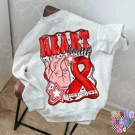 Heart Health Awareness Shirt | Ribbon Graphic Tee | Support Heart Health T-Shirt
