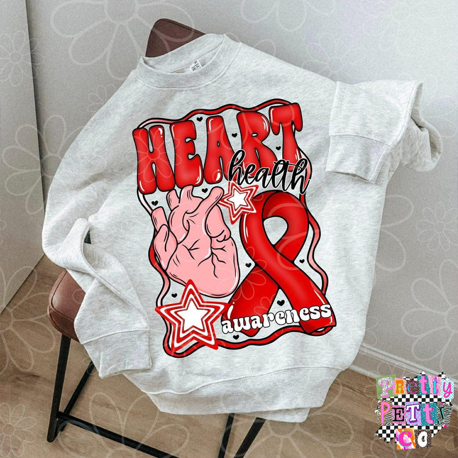 Heart Health Awareness Shirt | Ribbon Graphic Tee | Support Heart Health T-Shirt - Pretty Petty Co