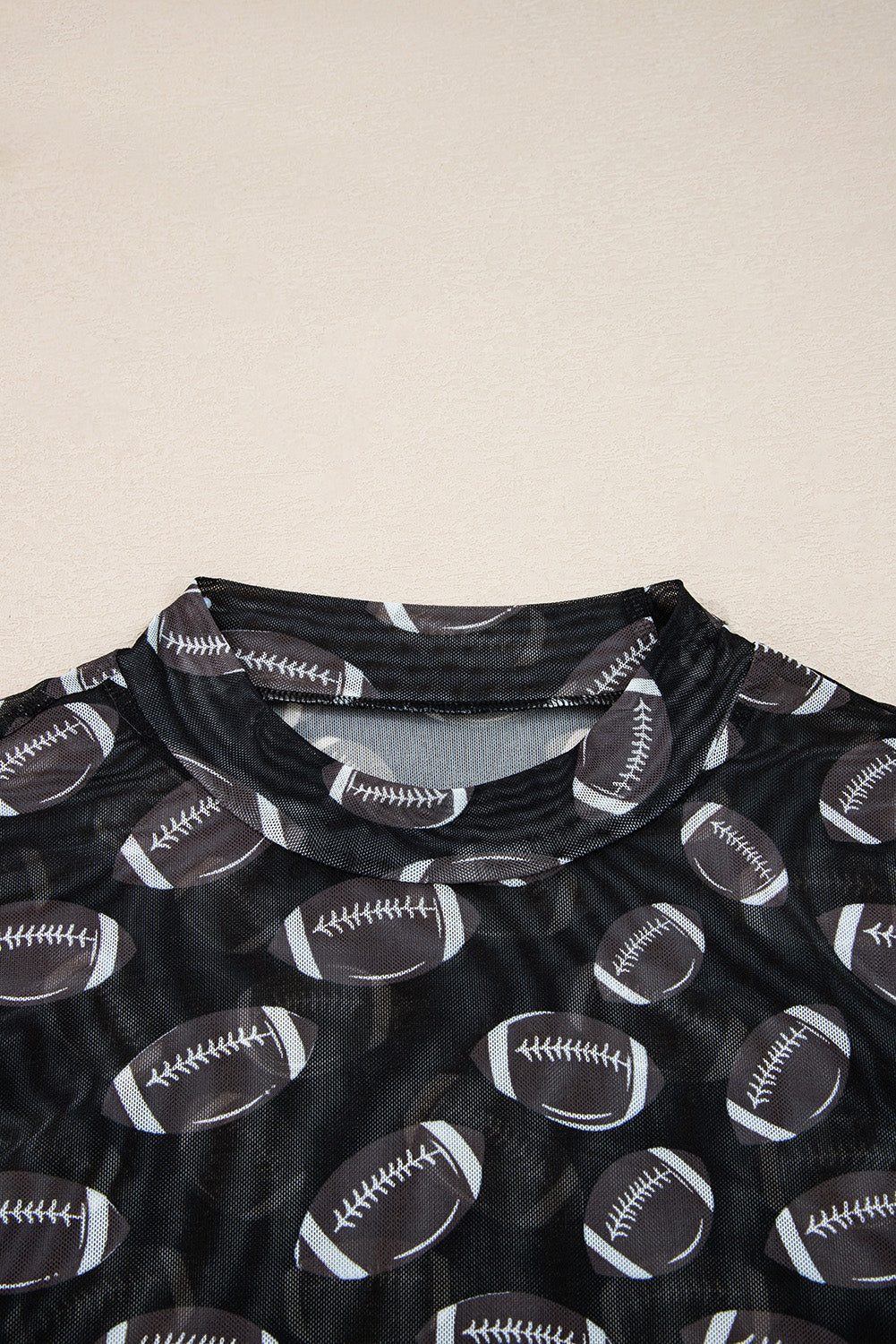 Brown Game Day Football Mesh Sheer Long Sleeve Top - Pretty Petty Co