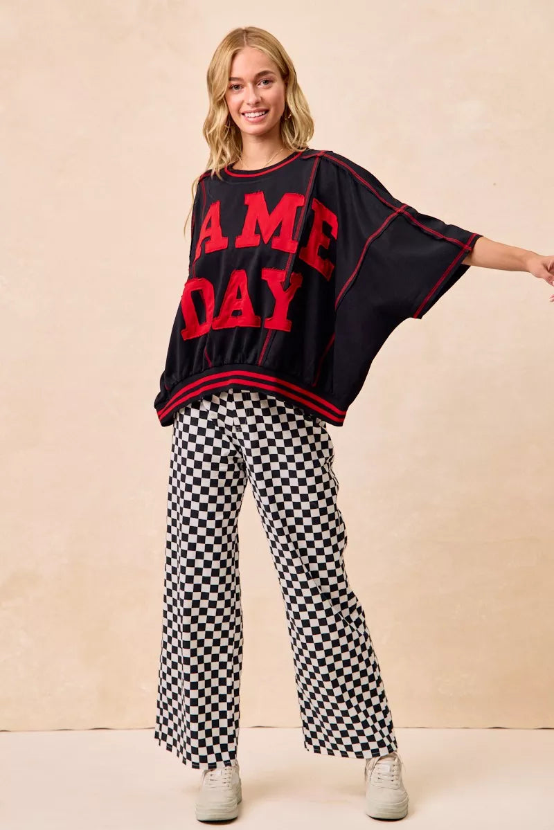 BiBi Gameday Theme Checkered Printed Pants - Pretty Petty Co