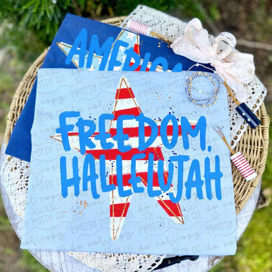 Freedom Hallelujah Patriotic Graphic Tee | Retro America Shirt | Cute USA Summer Apparel