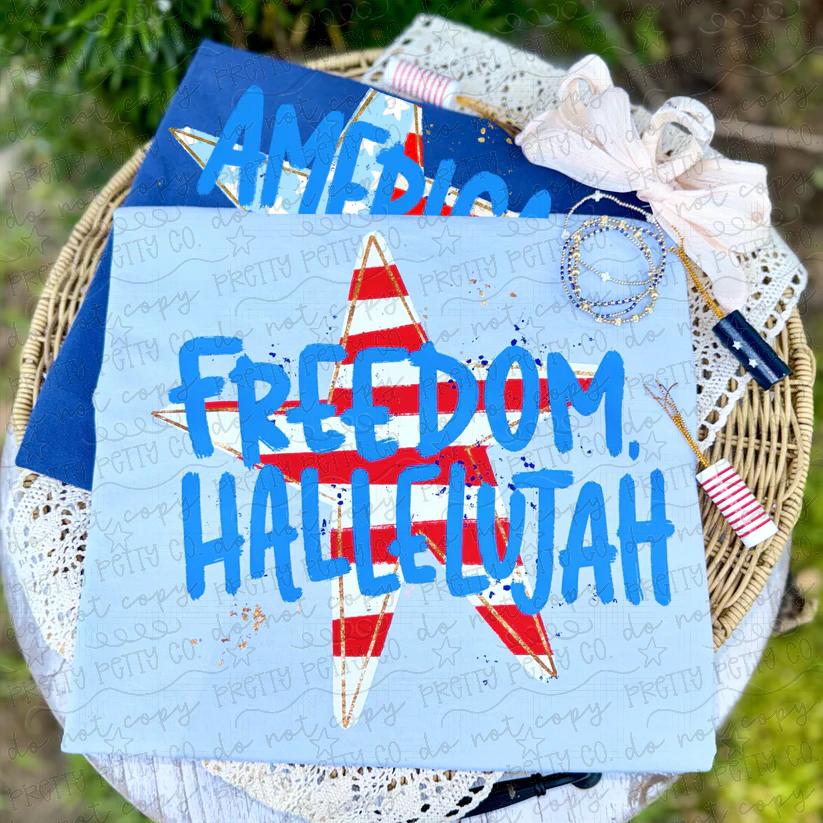 Freedom Hallelujah Patriotic Graphic Tee | Retro America Shirt | Cute USA Summer Apparel - Pretty Petty Co