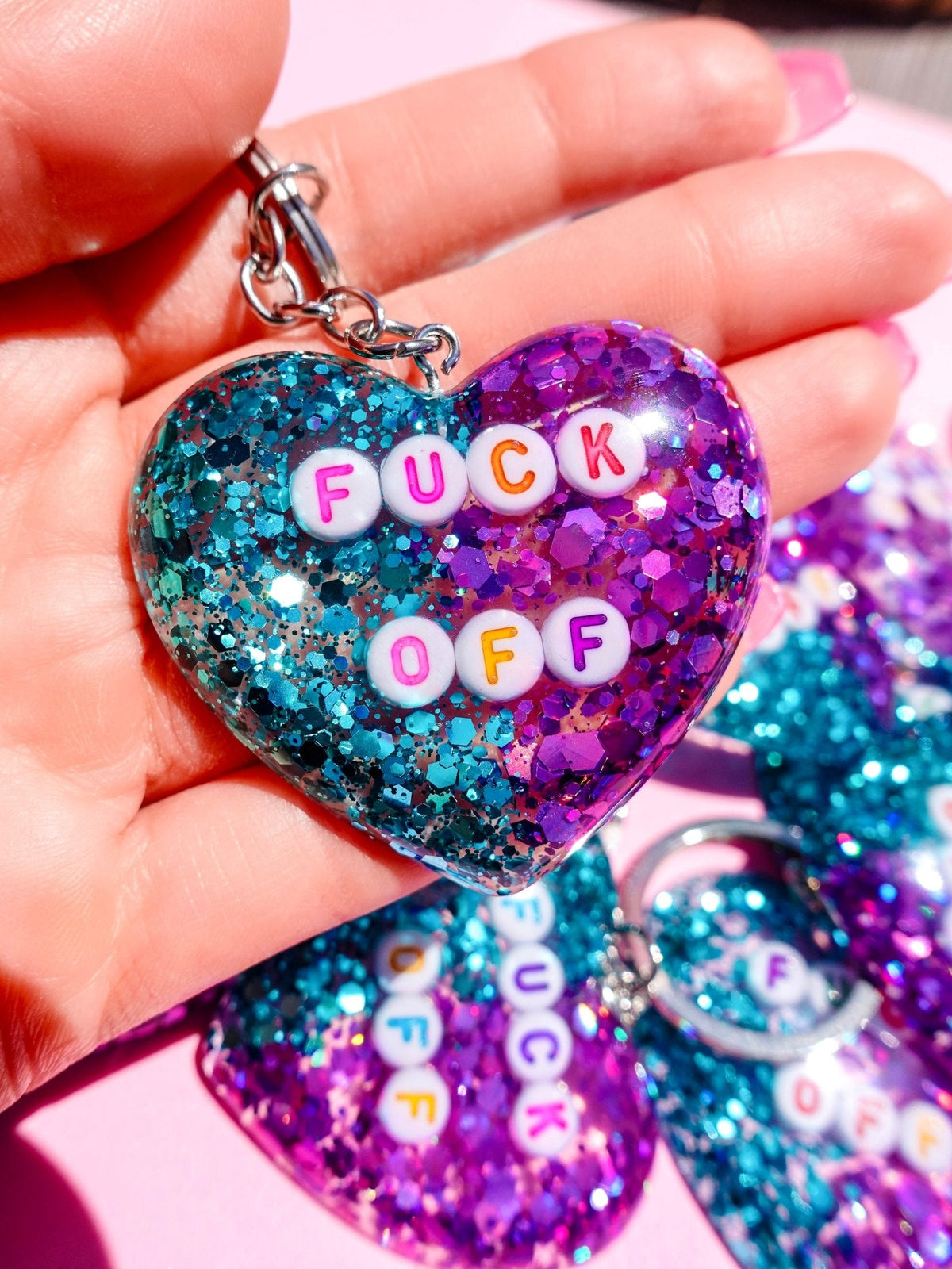 Fuck Off Glitter Keychain - Pretty Petty Co