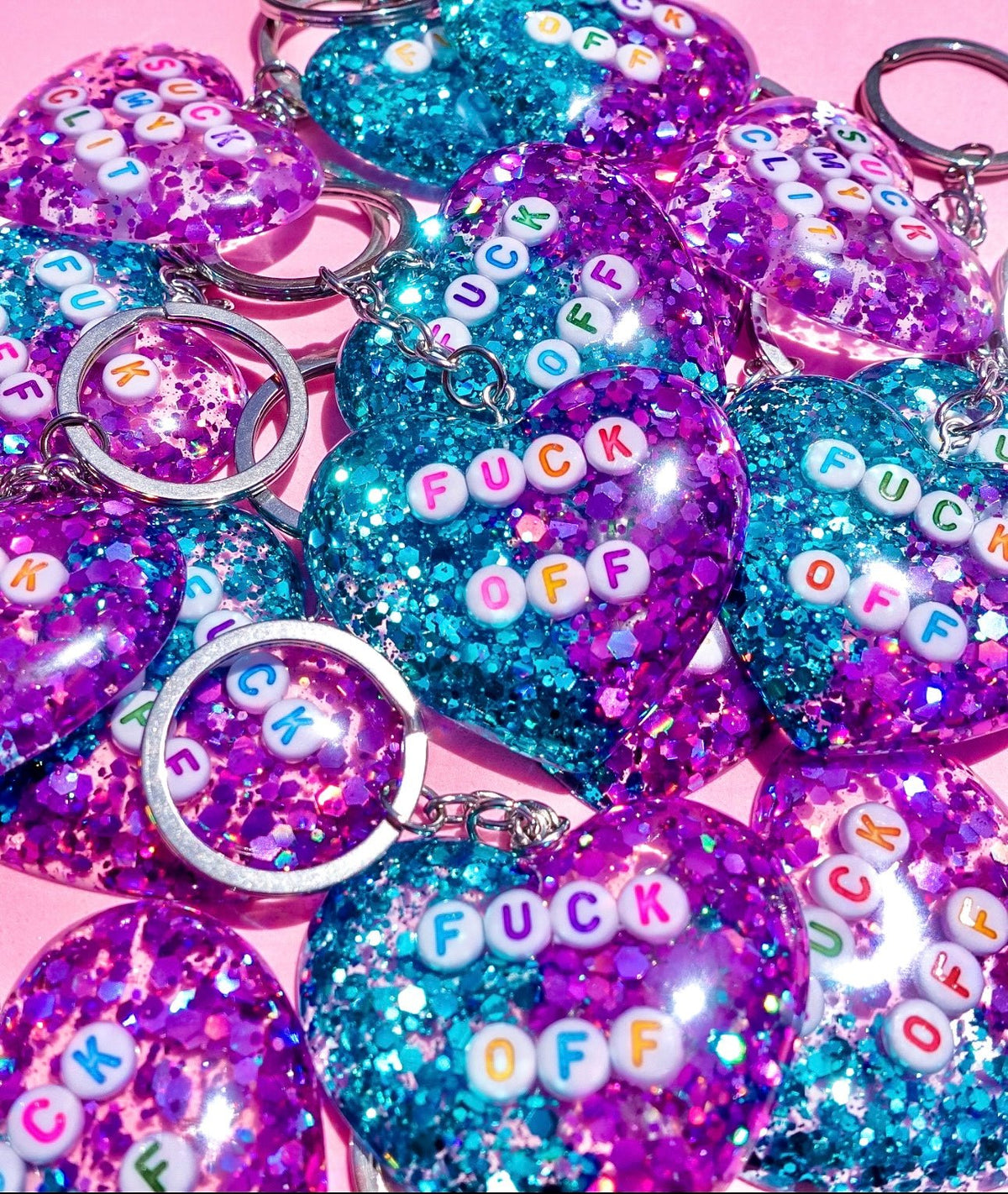 Fuck Off Glitter Keychain - Pretty Petty Co
