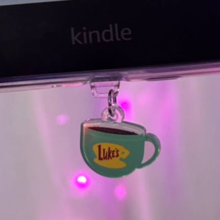 Coffee USB-C Dust Plug, Cup Charm, Hook Clasp, Holographic Finish - Pretty Petty Co