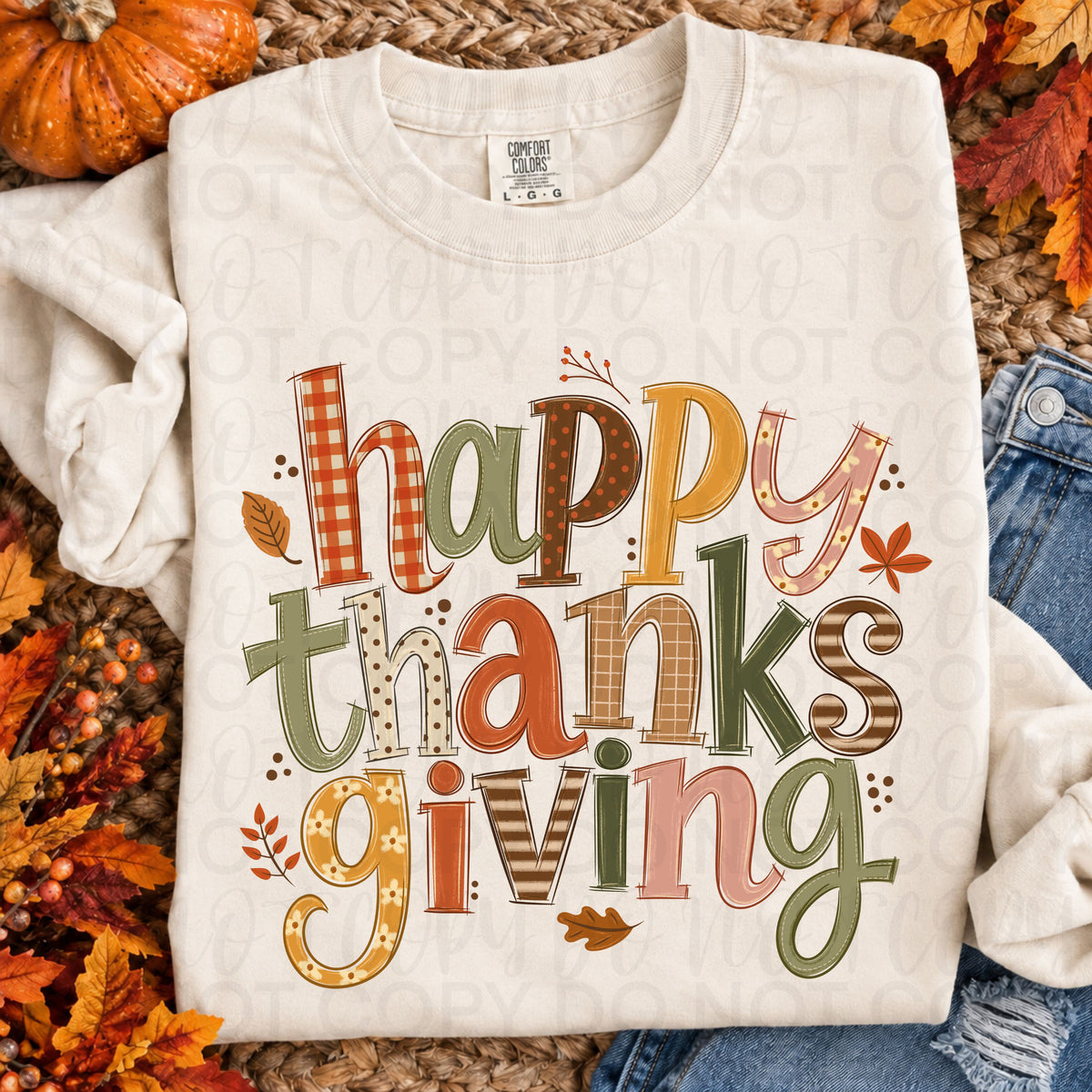 Happy Thanksgiving Comfort Colors Shirt | Cute Retro Fall Graphic Tee