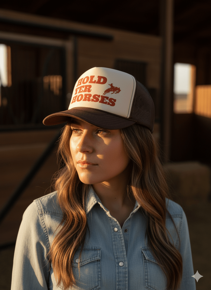 Hold Yer Horses Trucker Hat - Pretty Petty Co