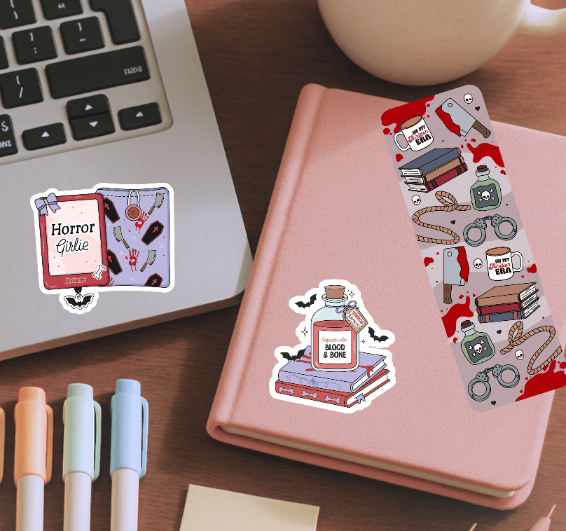 Horror Girlie Stickers and Bookmark Bundle - Pretty Petty Co