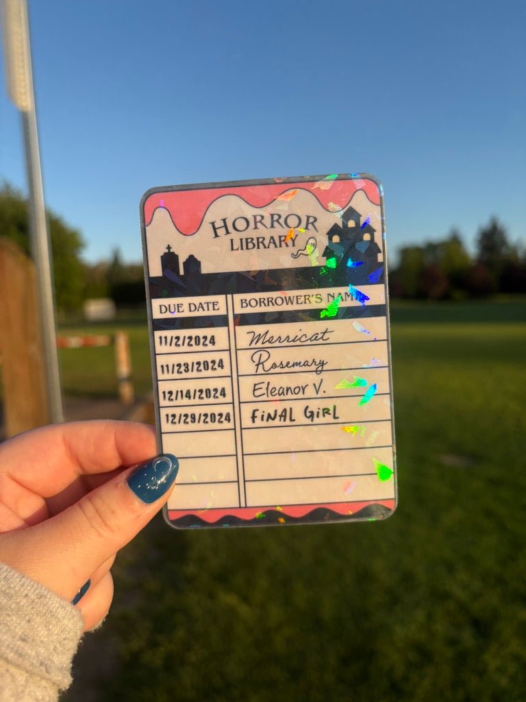 Horror Library Borrow Card Bookmark