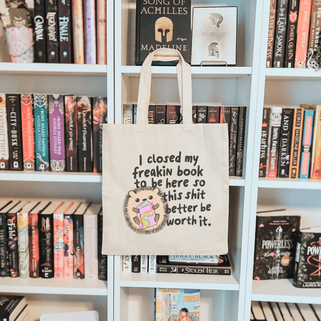 I Closed My Book to Be Here Hedgehog Sublimated Canvas Tote Bag