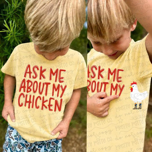 Ask Me About My Chicken Shirt, Funny Farm Life Tee, Country Livestock Humor Graphic T Shirt