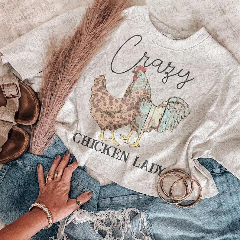 Crazy Chicken Lady Leopard Print Farmhouse Graphic Tee