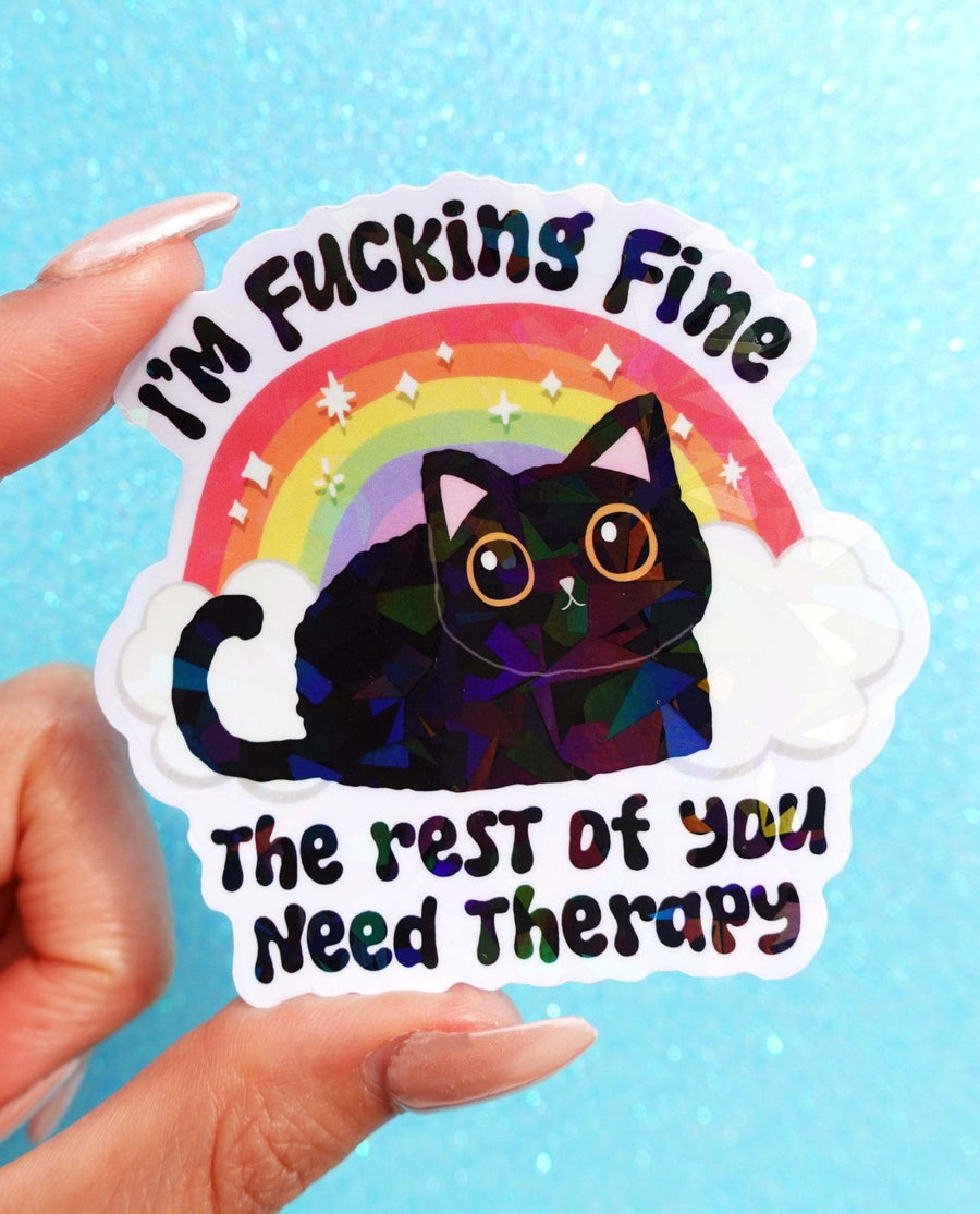 I’m Fucking Fine Kitty Sticker - Pretty Petty Co