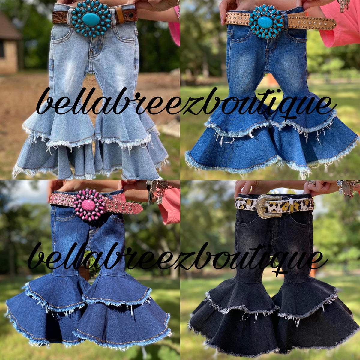 Rodeo Queen denim bells (5 options) - Pretty Petty Co