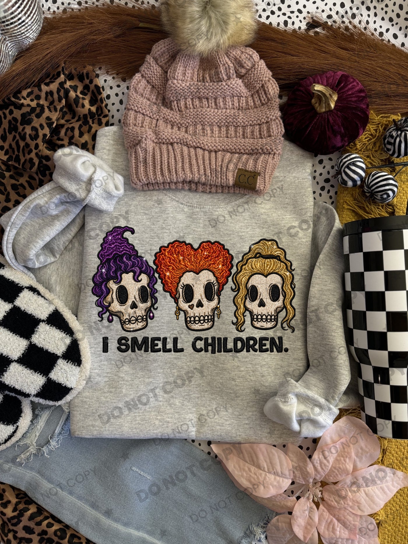 I Smell Children Halloween Graphic Tee – Spooky Skull Witch Shirt