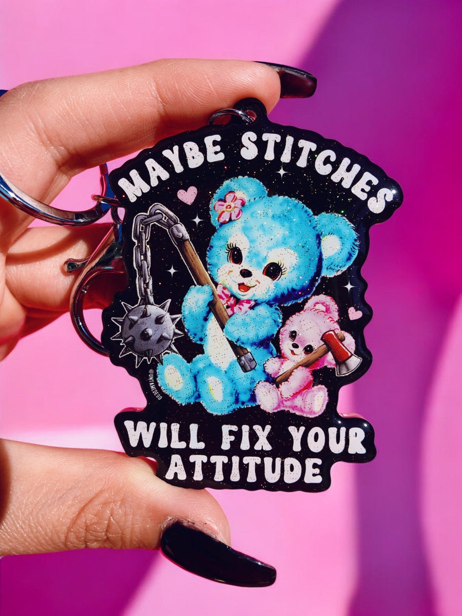 Maybe Stitches Will Fix Your Attitude Keychain - Pretty Petty Co