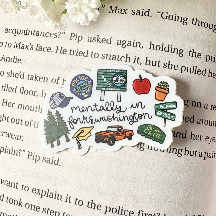 Mentally in Forks Washington Symbols 2 inch Matte Sticker - Pretty Petty Co