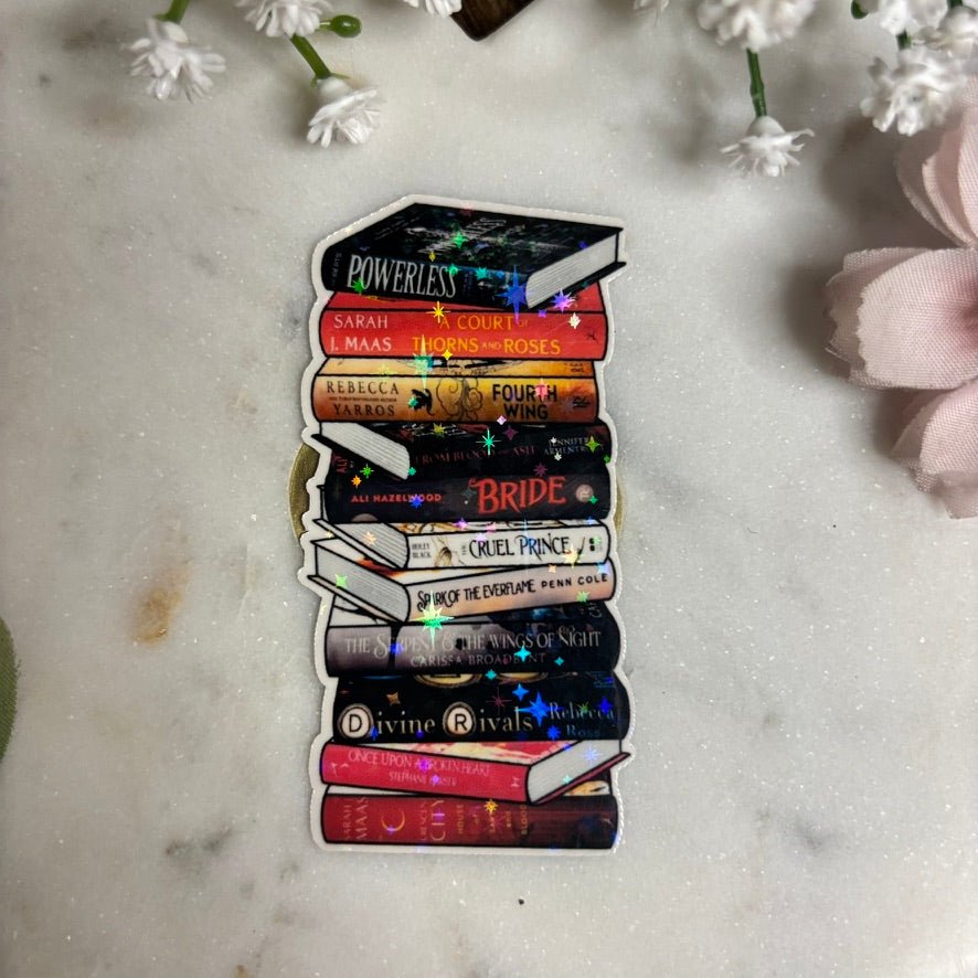 Romantasy Books Bookstack Sticker - Pretty Petty Co