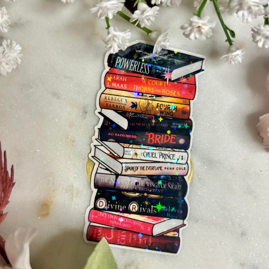 Romantasy Books Bookstack Sticker - Pretty Petty Co