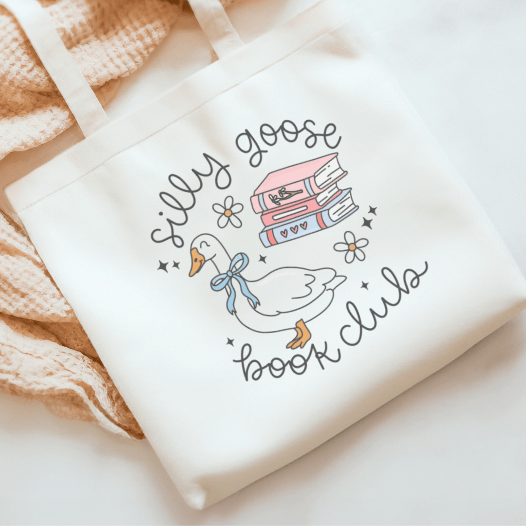 Silly Goose Book Club Sublimated Canvas Tote Bag