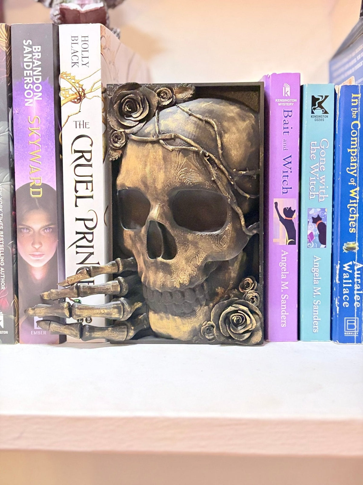 Skull Thorns and Roses Gold Dusted Book Nook - Pretty Petty Co