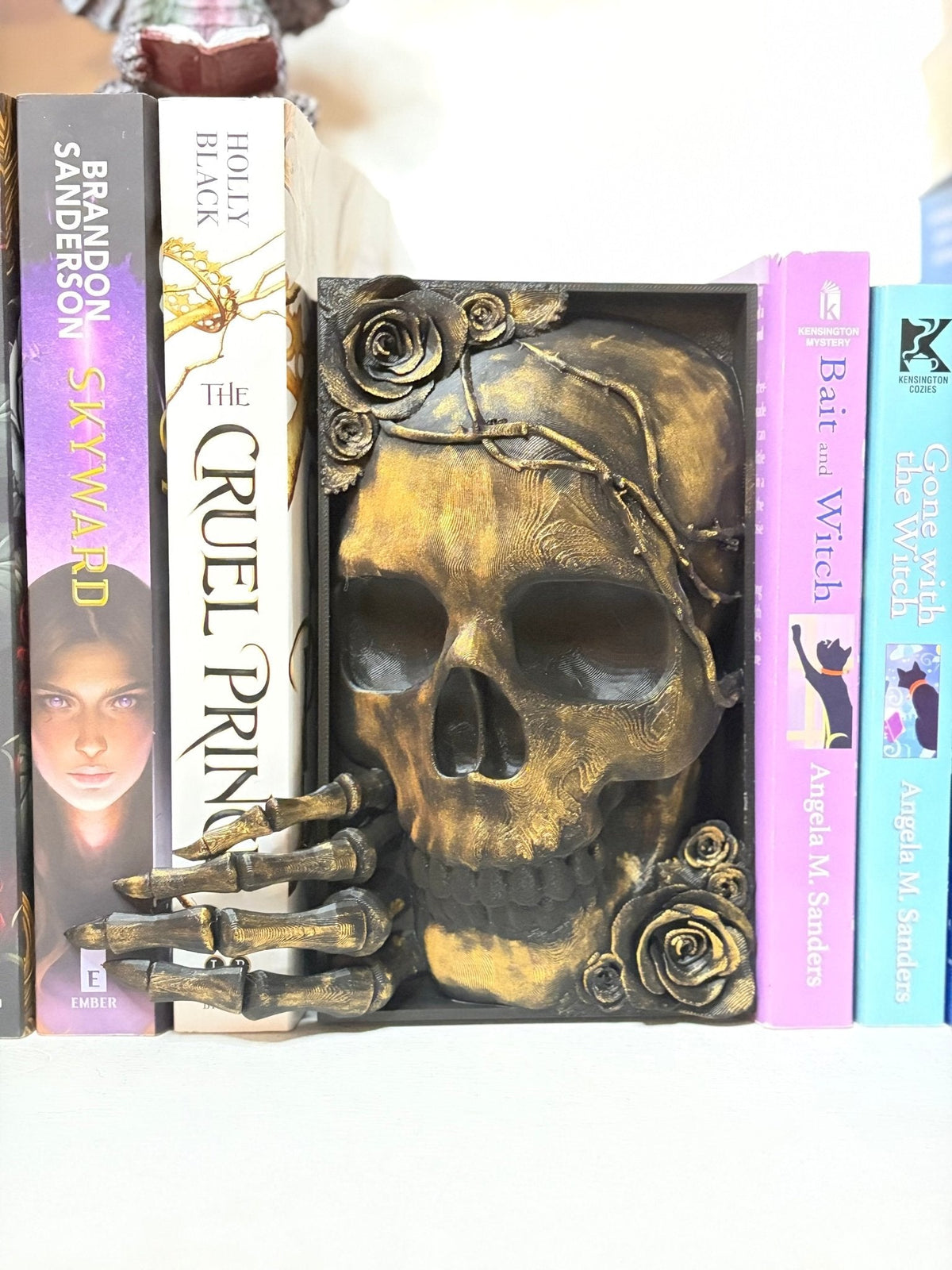 Skull Thorns and Roses Gold Dusted Book Nook - Pretty Petty Co