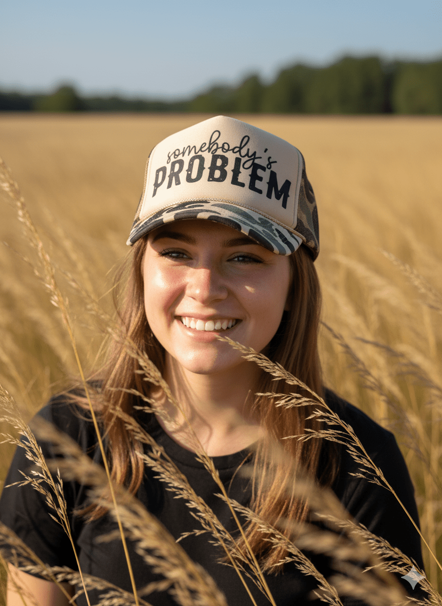 Somebody's Problem Camo Trucker Hat - Pretty Petty Co