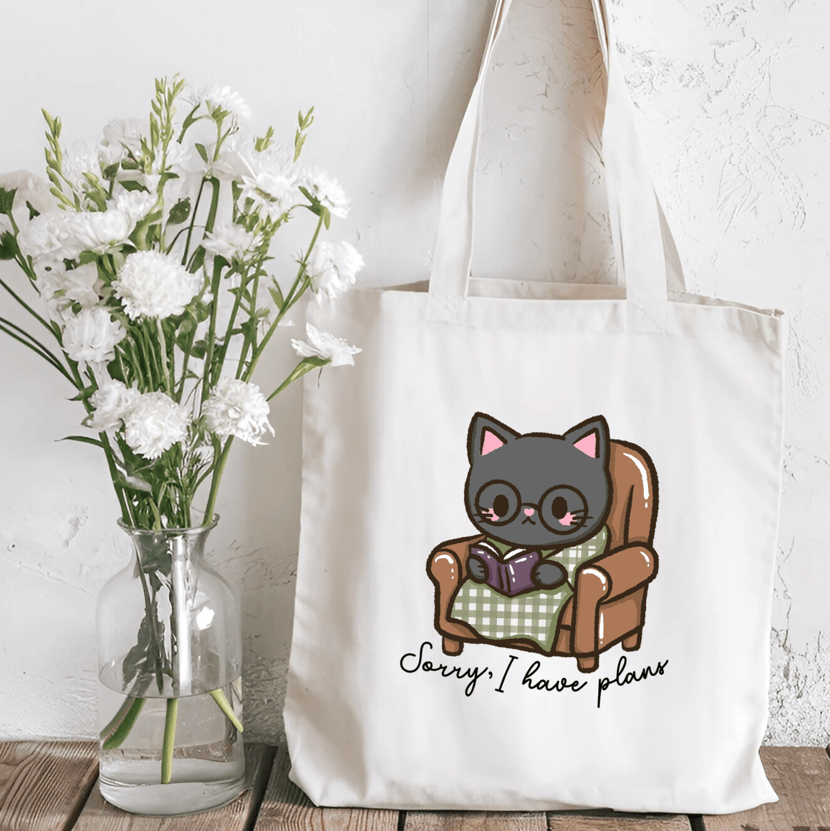 Sorry I Have Plans Sublimated Canvas Tote Bag